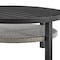Armen Living Aileen Outdoor Patio Round Coffee Table in Black Aluminum with Gray Wicker Shelf 840254332508 - alternate 3